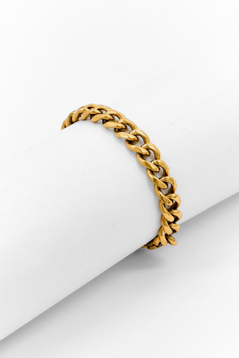 Steeltime Men Gold Plated Stainless Steel Chain Bracelet, Gold - Image 1